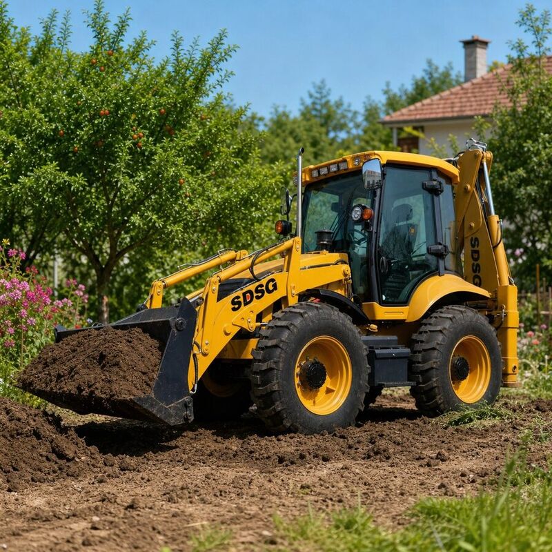 SDSG backhoe loader working on a farm