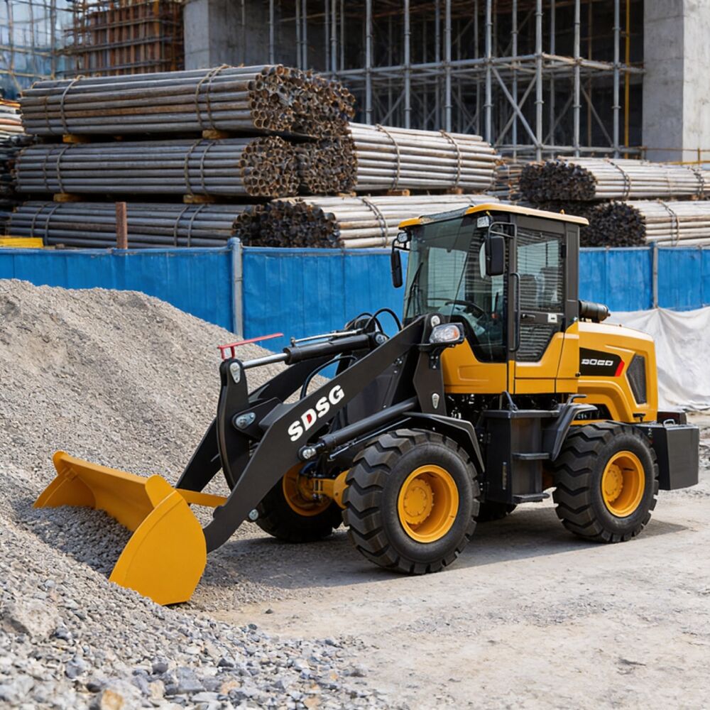 SDSG wheel loader working with a gravel pile at a construction site