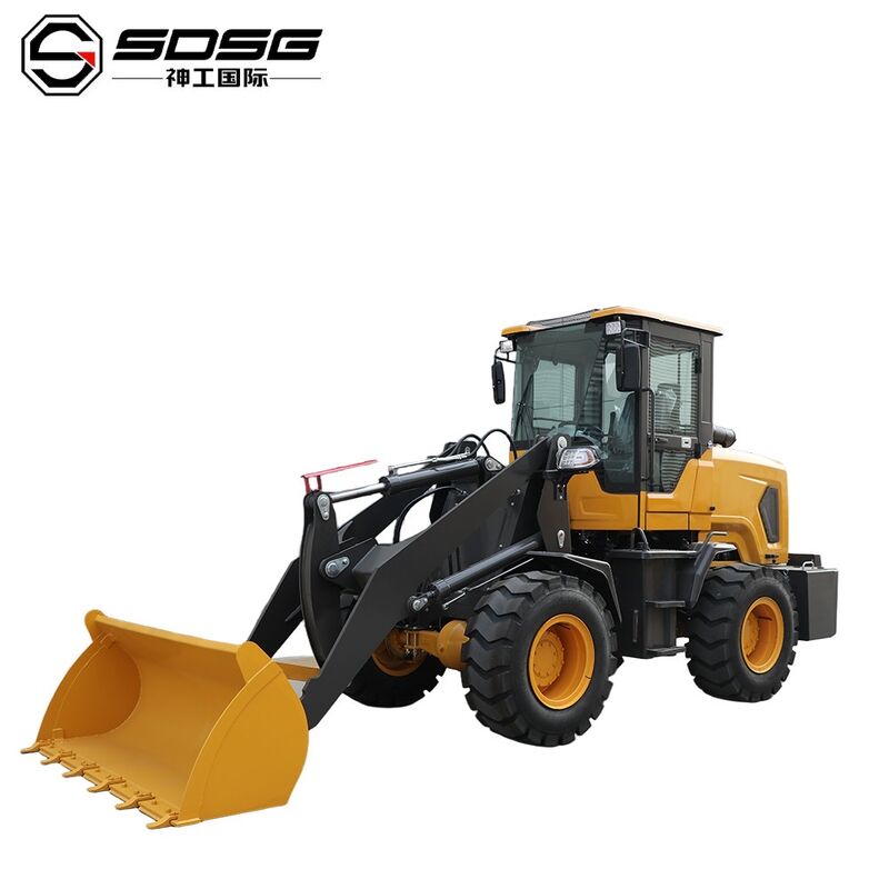 SDSG wheel loader with raised bucket on a white background